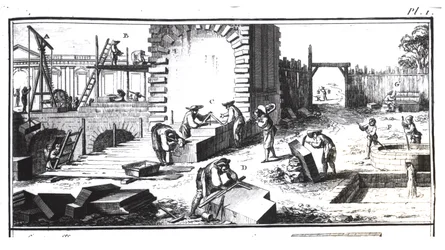 Tailleurs de pierre au travail, gravé par Lucotte